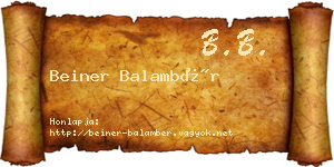 Beiner Balambér névjegykártya